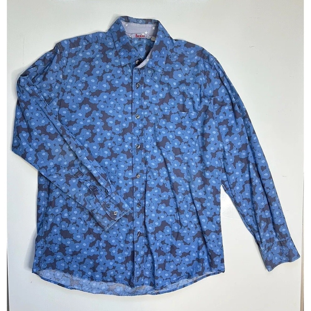 Boden Button Down Shirt‎ Blue Floral Long Sleeve / Men's Large